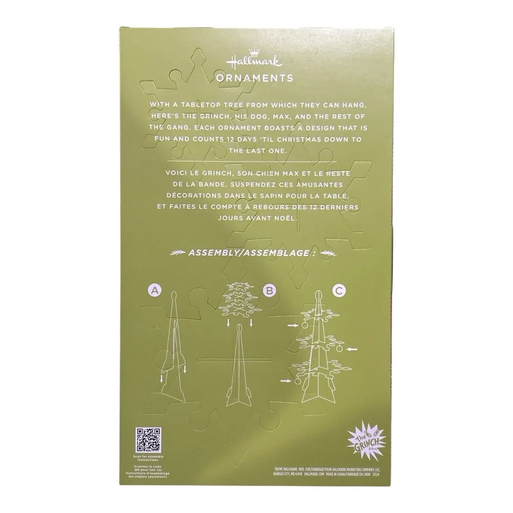 Hallmark‎ The Grinch Countdown Calendar Mini Christmas Tree 12 Ornaments